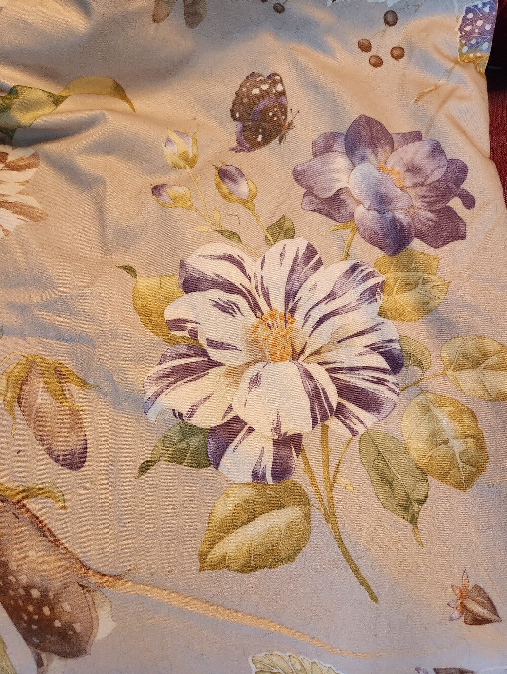 Floral Print Fabric Panel in Purple, Cream & Green